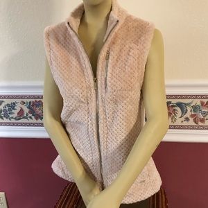 Calvin Klein Pink Sleeveless Zip-Up Fuzzy Vest